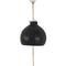 23" Black Ceramic Handmade Curved Bell Windchime with Cascading White Disks